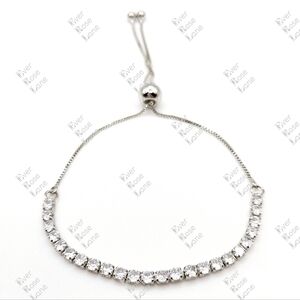 Adjustable Tennis Bracelet Clear czs Sterling Silver New